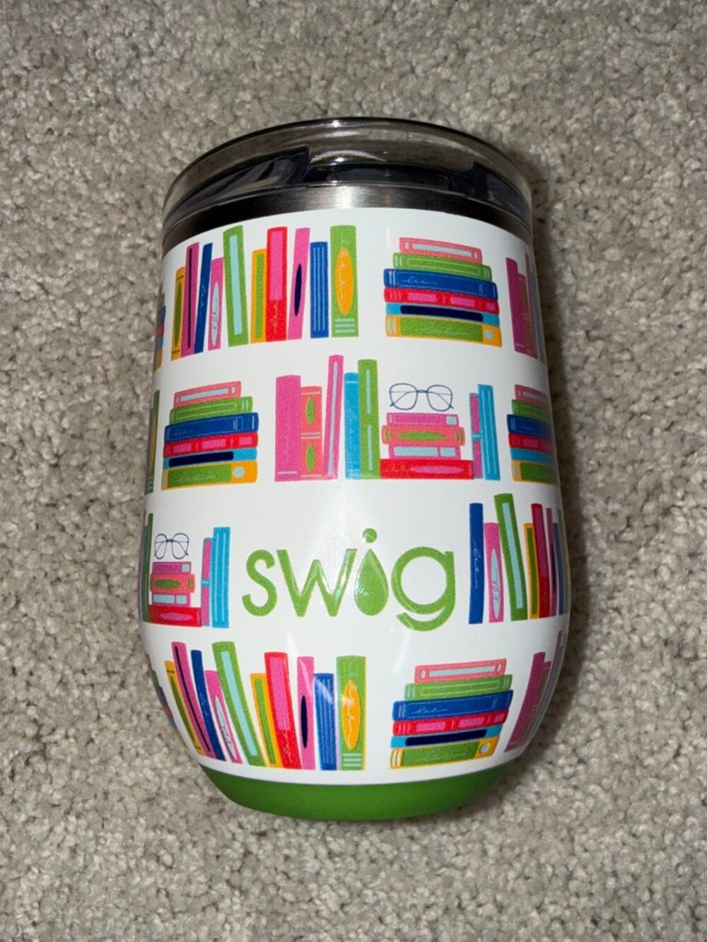 Swig Life Book Club Book Lovers Library Book Wine Tumbler with Rubber Bottom